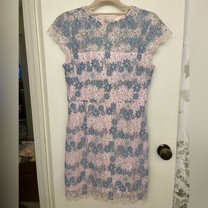Floral Lace Dress in Pink and Blue